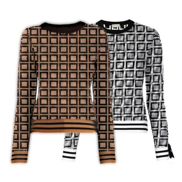 

online celebrity womens fd designer fendy sweaters knitting high end autumn women long sleeve crewneck superior quality, White;black