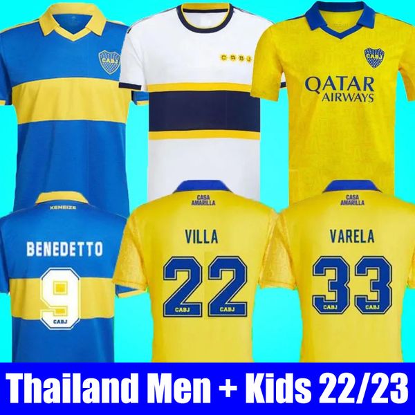 

soccer jerseys thailand 22 23 boca juniors soccer jerseys benedetto maradona tevez de rossi 2022 2023 home away 3rd thailand football shirt, Black;yellow