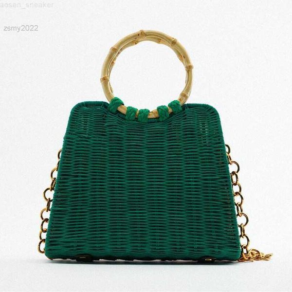 

petscog women's bag 2022 bamboo handle rattan woven handbag vintage elegant summer holiday beach tote bohemian clutch bags