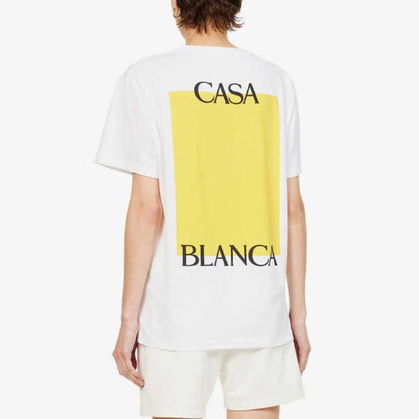 

casablanca block square space 23ss tee men and women loose t shirt short-sleeved fashion t-shirt, White;black