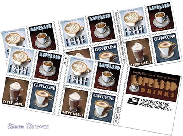 

espresso drinks us coffee stamp - booklet of 20 post office mail american