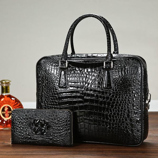 

briefcases luxury skin genuine leather business mens briefcase alligator shoulder bag men messenger lapcomputer 230216