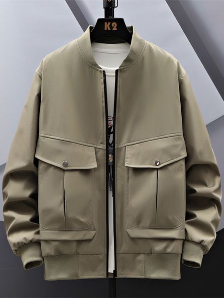 

mens jackets spring big pockets bomber plus size 8xl 9xl 10xl streetwear casual zipper pilot baseball coats 230216, Black;brown