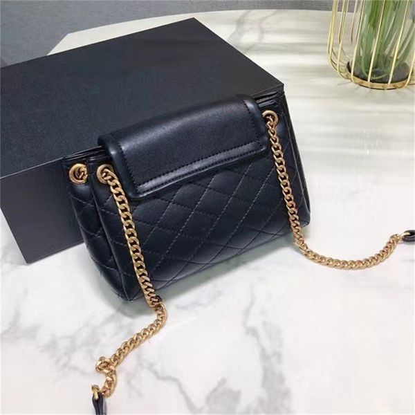 

quality designer bag gold real leather messenger bag fashion designer chain shoulder crossbody luxury bags classic flap women purse 2023