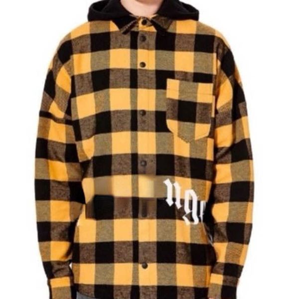 

men's hoodie oversized jacket designer shirts spring and autumn button casual shirt classic plaid jackets women back printed hip hop f, White;black