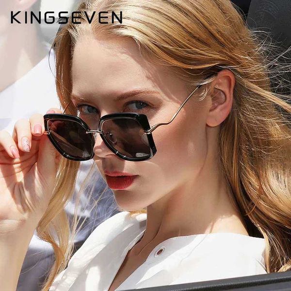 

genuine kingseven women glasses luxury brand design sunglasses gradient polarized lens sun butterfly oculos feminino, White;black