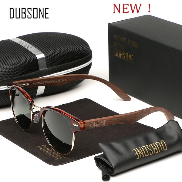 

sunglasses dubsone handmade black walnut wooden men polarized uv400 protection semirimless retro eyewear women 230216, White;black