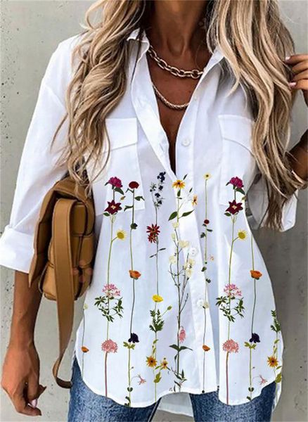 

women's blouses shirts fashion long-sleeved woman shirt casual elegant blouse 230217, White