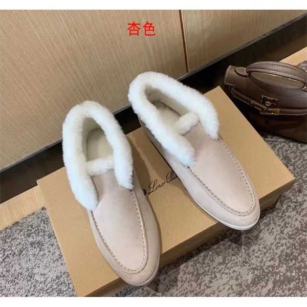 

italy original designer shoes rolopiana women's winter plush beaver wool integrated cotton shoes lazy people put on lp loafers, Black;white
