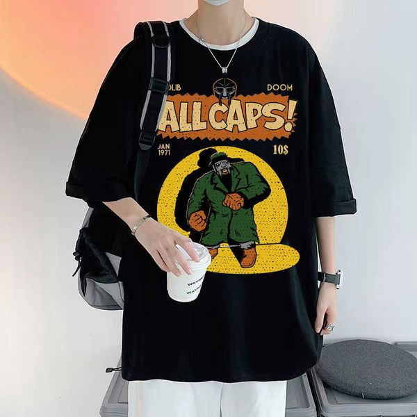 

men's t-shirts madlib doom print tshirt madvillain mf doom amazing tshirts men's oversized streetwear men women white hip hop shor, White;black