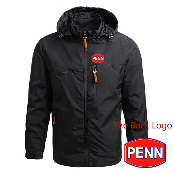 

mens hoodies sweatshirts penn fishing reel long sleeves waterproof jackets zip hooded outdoor windbreaker windproof fashion clothing 230216, Black