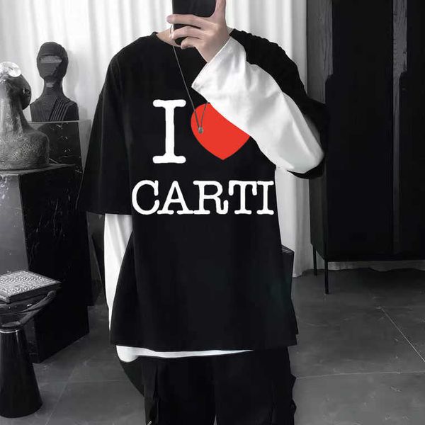 

men's t-shirts playboi carti mens hip hop tshirt i love carti print t shirt homme cotton tees men women casual loose tshirts short sle, White;black