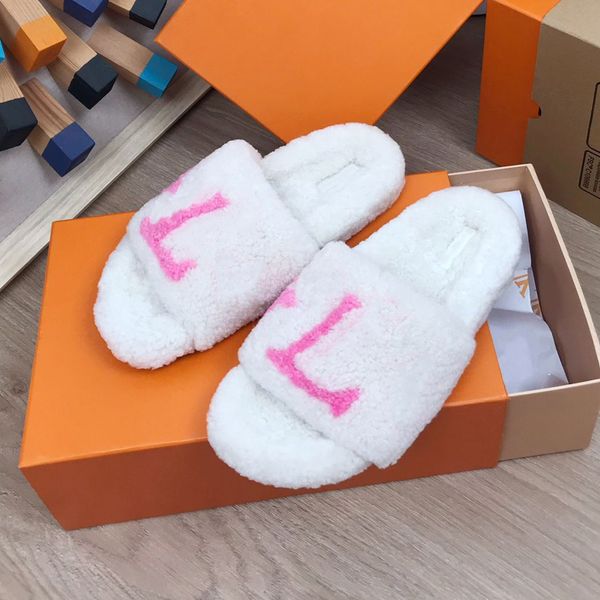 

casual shoes luxury slide designer fashion women wool sandals warm comfort slippers woman slipper autumn winter slides scuffs sandal size 35, Black