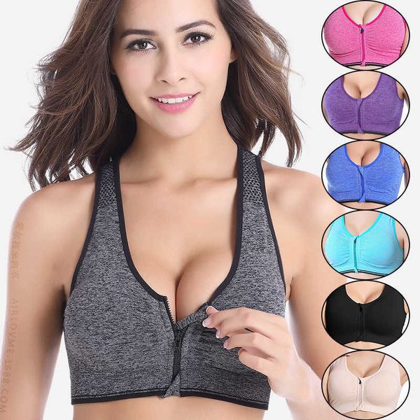 

outdoor bra sports front zipper without steel ring professional shockproof yoga vest running women's underwear sport bra, Red;black