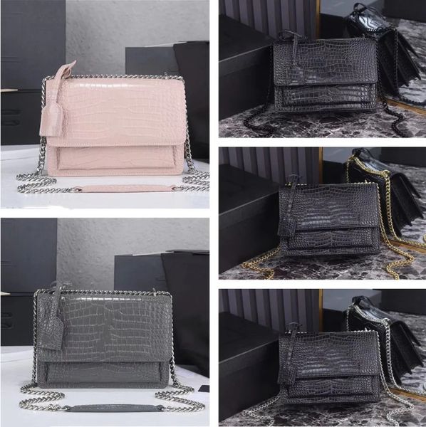 

9a luxury designer zuolan sunset bag classic black women yslity gold silver chain y envelope shoulder bag toothpick pattern leather womens h