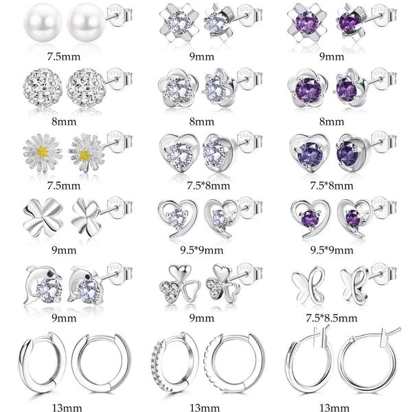 

925 silver needle japanese and korean women's amethyst crown chrysanthemum dolphin zircon earrings anti allergy, Golden