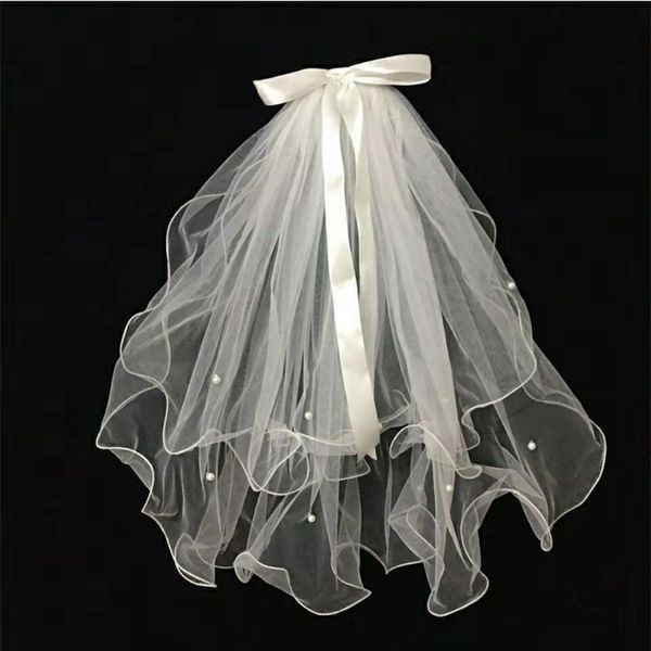 

women elegant 4 layers tulle white wedding veils ribbon edge wedding accessories bridal veil with comb, Black
