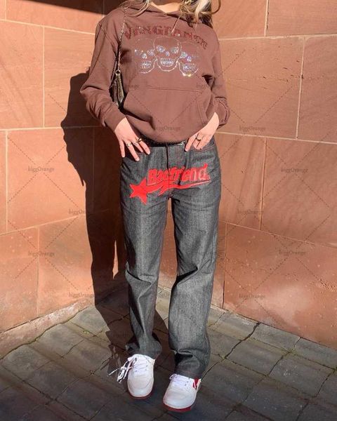 

men's jeans high street slimming hip hop trend loose women's jeans y2k high waist loose fashion retro straight wide-foot pants men, Blue