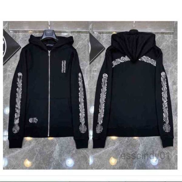 

fashion luxury men's jackets designer zipper sweatshirts heart horseshoe cross print brand ch hoodies women chromes coat casual pullove, Black