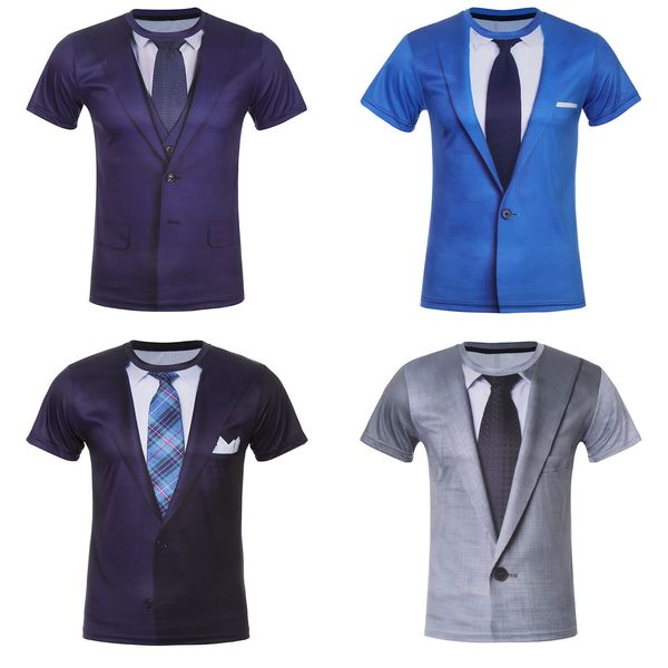 

mens tuxedo t-shirt short sleeve vest tie formal shirt fancy dress costume shirt, White;black