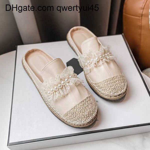 

qwertyui45 slippers slippers ladies mules summer casual flat women's shoes new beaded beac sandals women's espadrilles fisherman&#, Black