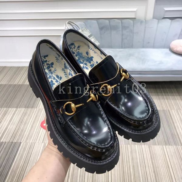 

designer women dress shoes oxfords casual shoes loafers womens cowhide leather shoes round toes shoe buckle luxury black bottom ladies platf