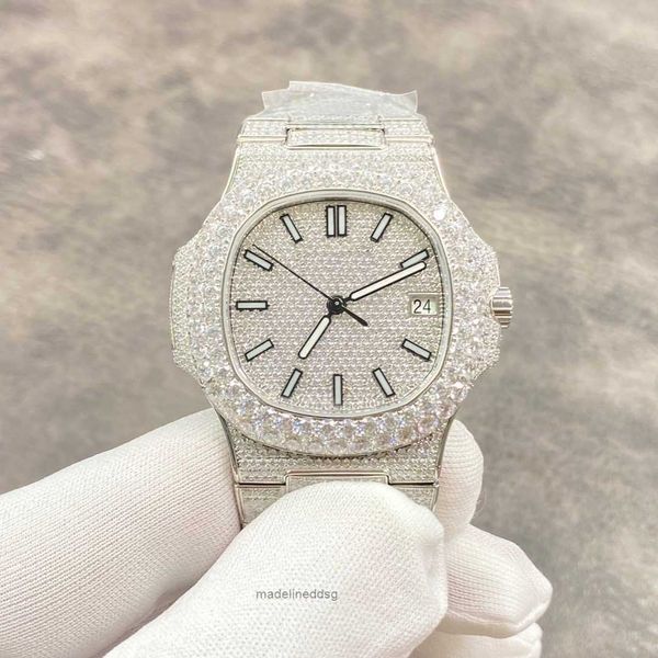 

fashion iced out watchesmens wrist luxury round cut lab grown watch wholesale hip hop rapper watcfor men 2imd, Slivery;golden