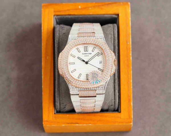 

fashion iced out watchesmens wrist luxury round cut lab gr ml3g, Slivery;golden