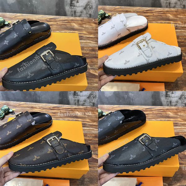 

cosy comfort clog sandals designer slippers men mules women loafers winter warm flat plush slides summer beach flip flops, Black