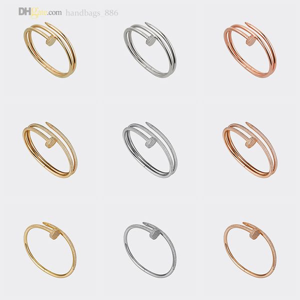 

nail bracelets women designer bracelet mens bangle diamond 2.0 luxury jewelry titanium steel gold-plated never fade not allergic gold/silver, Black