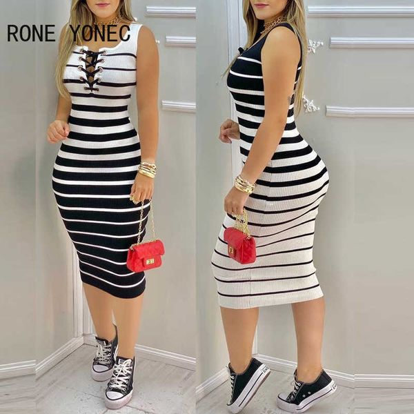 

casual dresses women striped print colorblock eyelet lace up bodycon dress casual dress vacation dress 2021 z0216, Black;gray