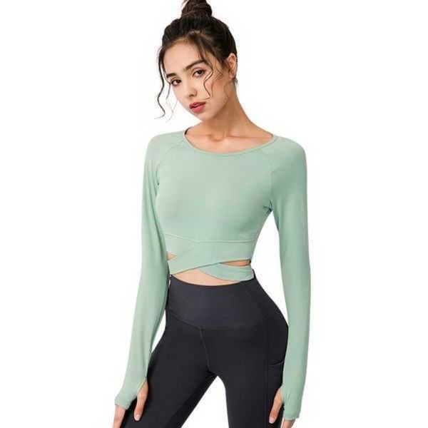 

tumn and winter yoga wear longsleeved female slim sports running fitness clothing with chest pad elastic tights3tnz3tnz, Gray