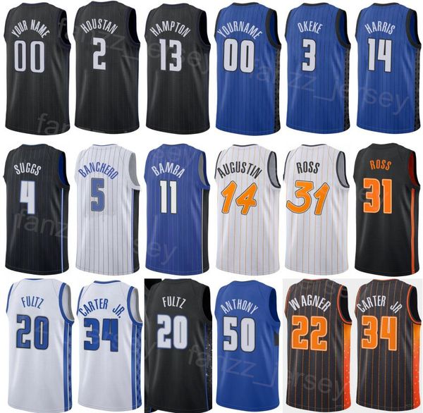 

print team statement basketball paolo banchero jersey 5 wendell carter jr 34 franz wagner 22 jalen suggs 4 markelle fultz 20 gary harris 14, Black;red