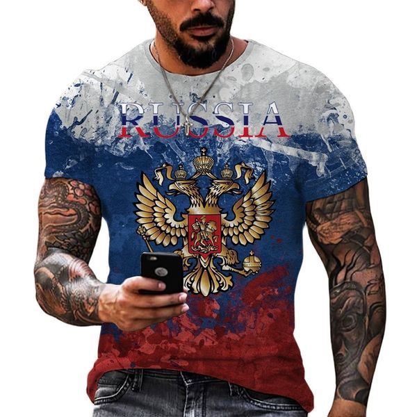 

men's t-shirts fashion russia bear 3d print t-shirts summer round neck russian flag short sleeve clothing streetwear oversized 230217, White;black