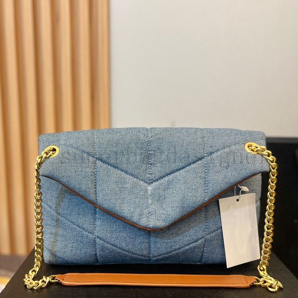

luxurys designers shoulder bag puffer washed totes handbag fashion denim handbags ladies metal chain clamshell crossbody bags