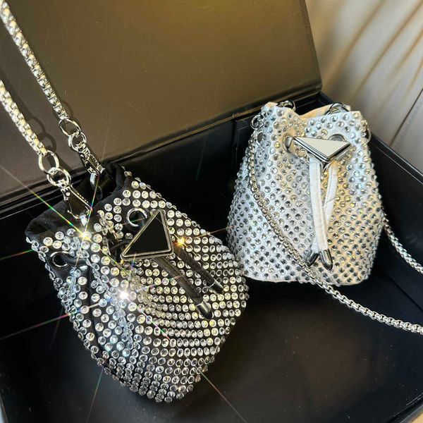

2 size triangle diamond mini bucket bag womens evening shoulder bags designer bag pbag luxurys handbag tote bag flash rhinestones hand purse