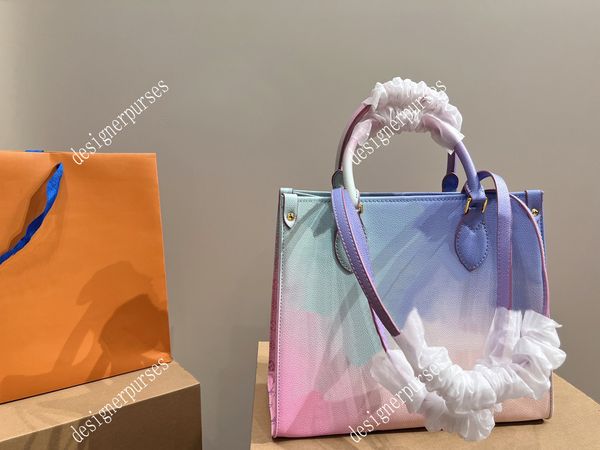 

tz 2 colors mommy bag gradient colors onthego tote bag large capacity shopping handbags designer bags fashion multicolor handbag women luxur