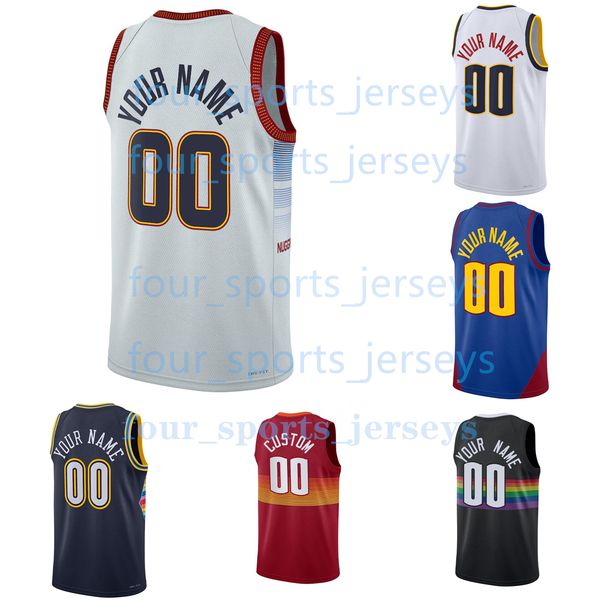 

custom printed 2023 new basketball jerseys jokic murray gordon caldwell-pope green smith porter nnaji cancar braun watson white brown, Black;red