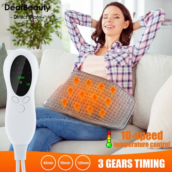 

face massager 110v 240v electric heating pad for abdomen waist back pain relief 12 24 washable 10 gears heated physiotherapy blanket 230217