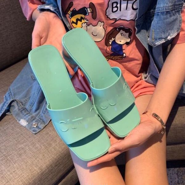 

72% off slippers designer jelly cool fashion super fire high waterproof platform bottom thick heel slippers guc69, Black