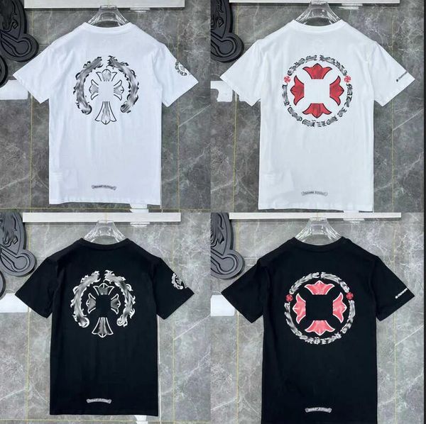 

classics mens t shirts heart brand crew neck chromes short sleeves tees t-shirts casual horseshoe sanskrit cross print chromees hearts shir, Black;brown