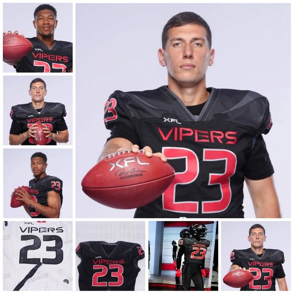 

vegas 2023 xfl vipers football jersey jalan mcclendon luis perez rod smith brian burt martavis bryant jeff badet mathew sexton deandre torre, Black;red