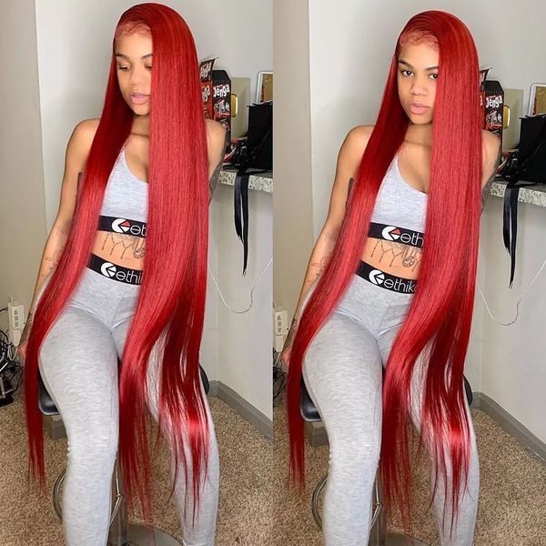 

30 40 inch burgundy 99j bone straight lace front wig 13x4 hd lace frontal wig brazilian colored human hair wigs for black women, Black;brown