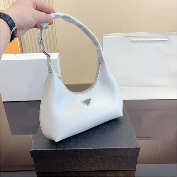 

hobo shoulder underarm bag women handbag leather purse designer bags plain smooth surface fashion metallic letter triangle decoration zipper