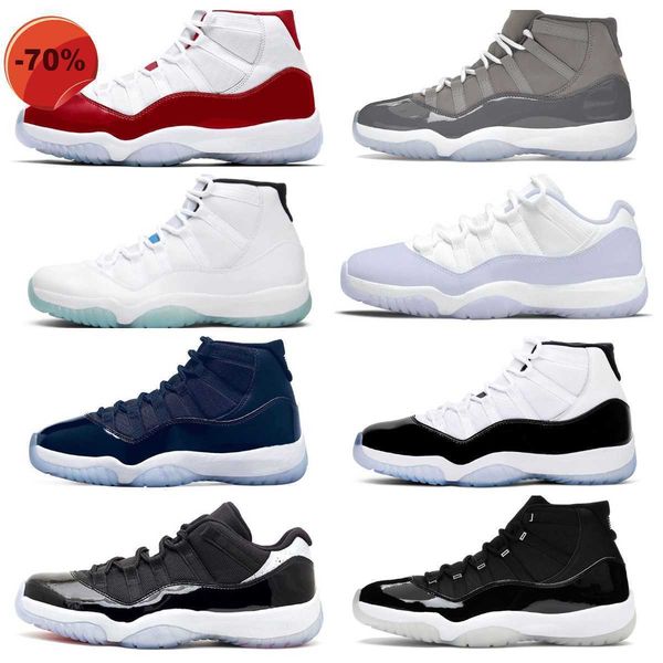 

sandals 11 11s jumpman basketball shoes men women cherry 72- low cool grey 25th anniversary bred win like 96 pure violet gamma blue concor, Black