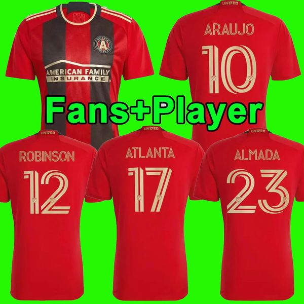 

23 24 mls atlanta united fc soccer jerseys 2023 2024 home maillots de foot martinez barco robinson araujo almada football shirt, Black;yellow