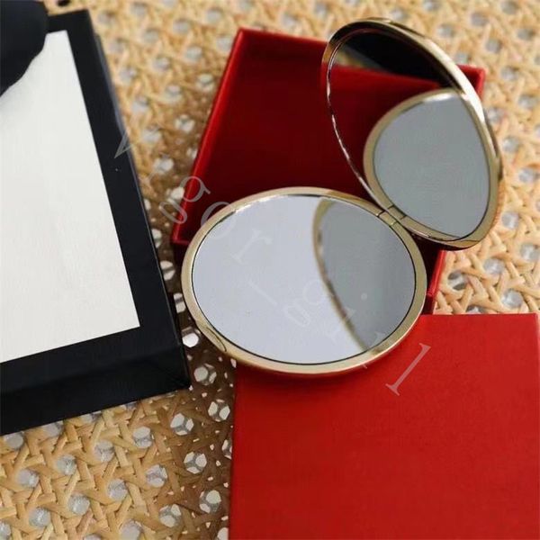 

fashion girl cosmetic compact mirrors 2 face mirror round shape gold color with original box and outside bag fast ship