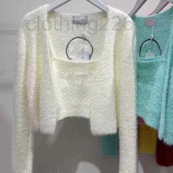 

designer women knit cardigan two-piece set spring and autumn new knitted top, White