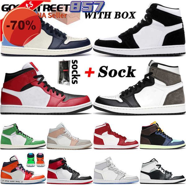 

sandals new jumpman twist 1 1s basketball shoes high obsidian unc mens womens mid chicago dark mocha fearless sport trainers sneakers 36-46, Black