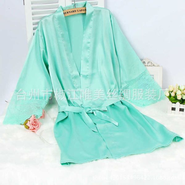 

nightgown spring and summer new female seduction silk hand pajamas bathrobe household clothes